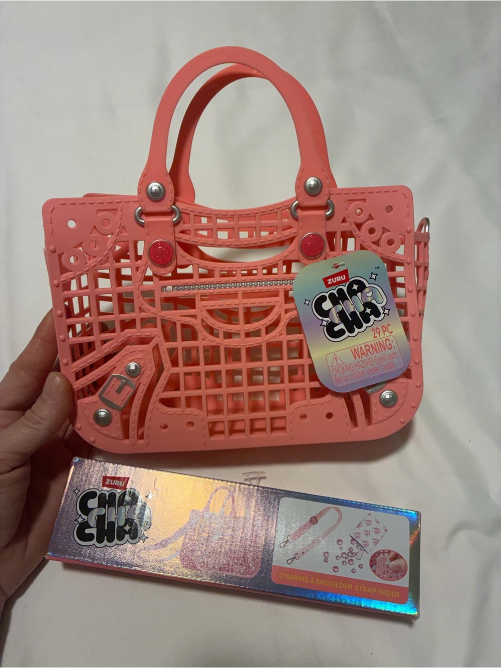 Cha Cha Mini Pink Tote Bag for Girls included Charms